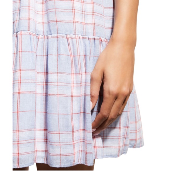 NWT $398 Veronica Beard Jeans Jemila Plaid Linen Button-Front Tiered Dress - M! - Picture 5 of 6